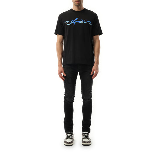 Amiri Wave Logo T-Shirt in Black