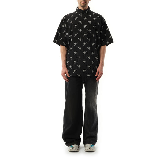 Monogram S/S Large Fit Shirt in Black/White