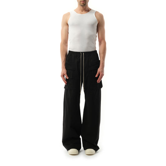 Creatch Cargo Wide Drawstring Pants in Black