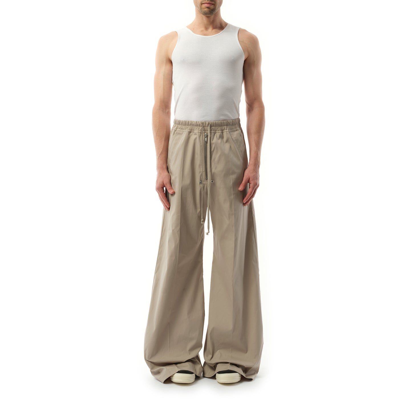 Cotton Poplin Wide Bela Pants in Pearl