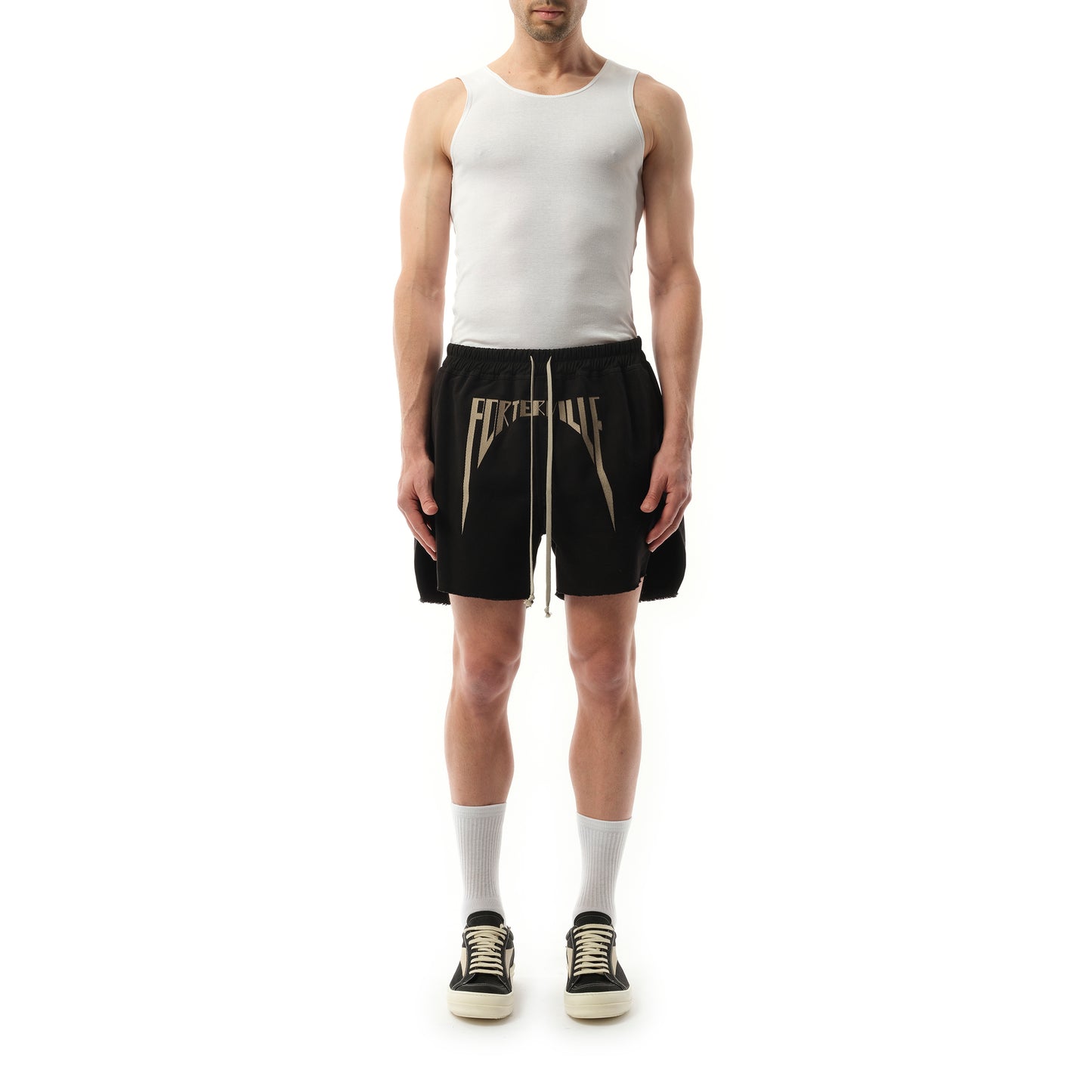 Porterville Embroidered Long Boxer in Black/Pearl