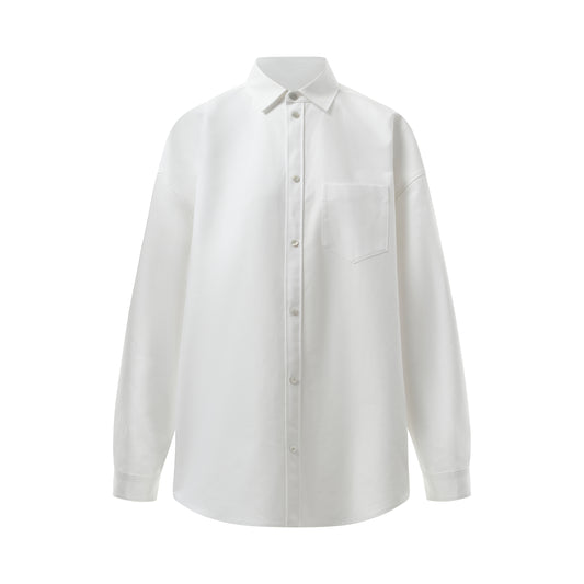 Cotton Poplin Outwear Shirt in White