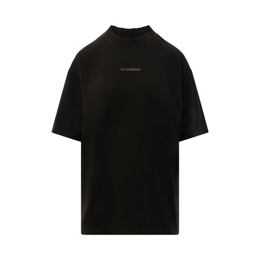 Back Strass Medium Fit T-Shirt in Faded Black