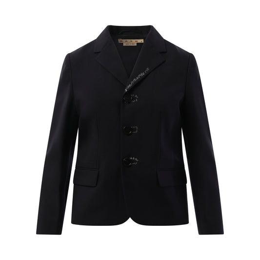 3 Button Wool Jacket in Blublack