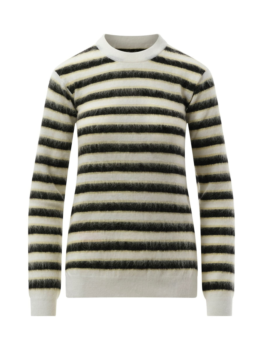 Mohair Stripe Sweater in Light Alabaster