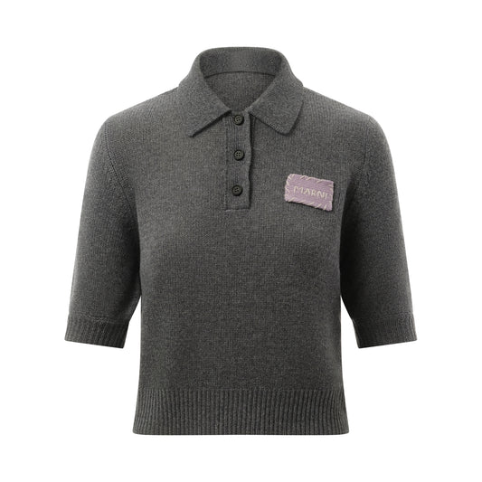 Short Sleeve Polo Sweater in Graphite