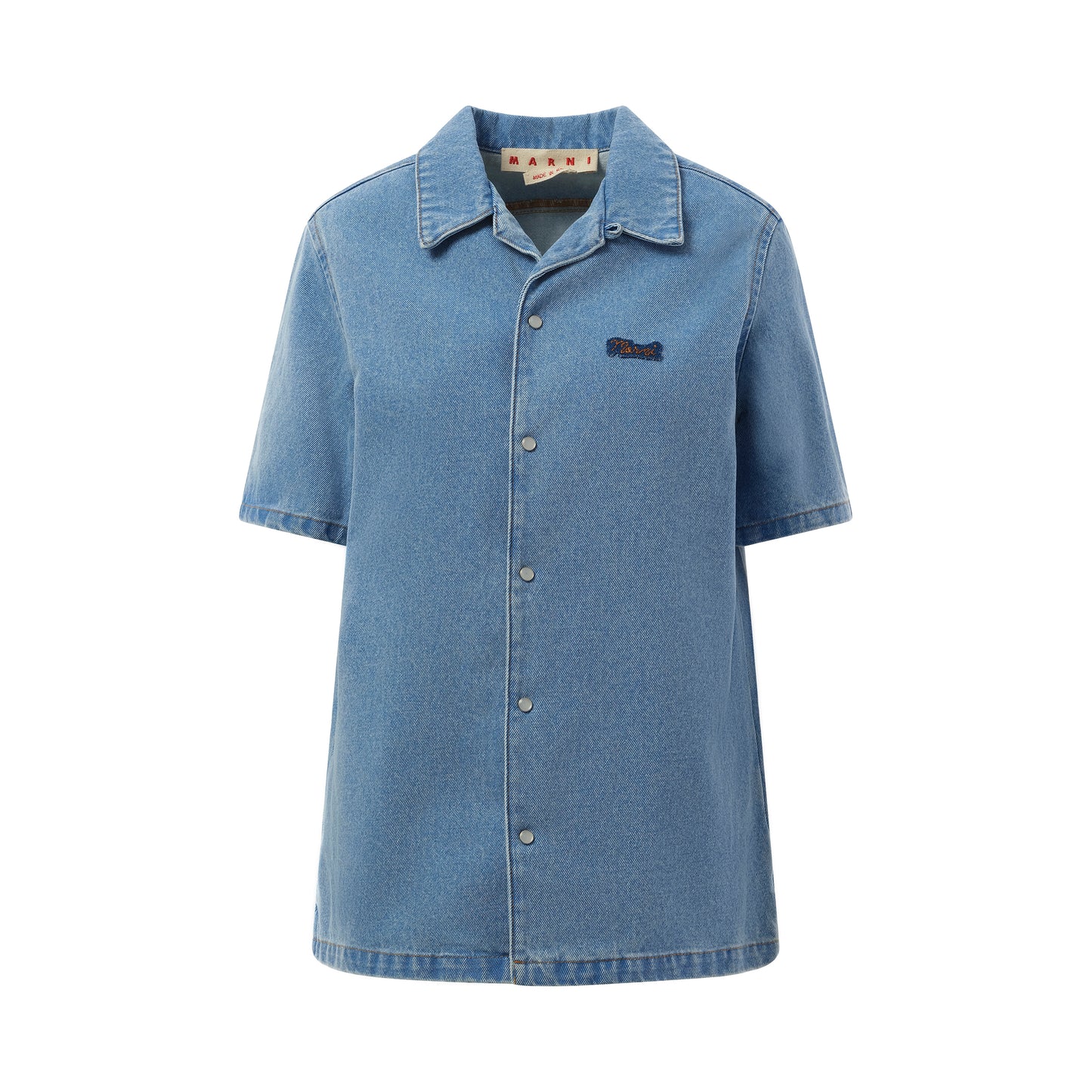 Short Sleeve Denim Shirt in Cobalt