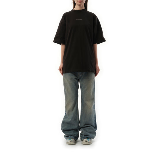 Back Strass Medium Fit T-Shirt in Faded Black