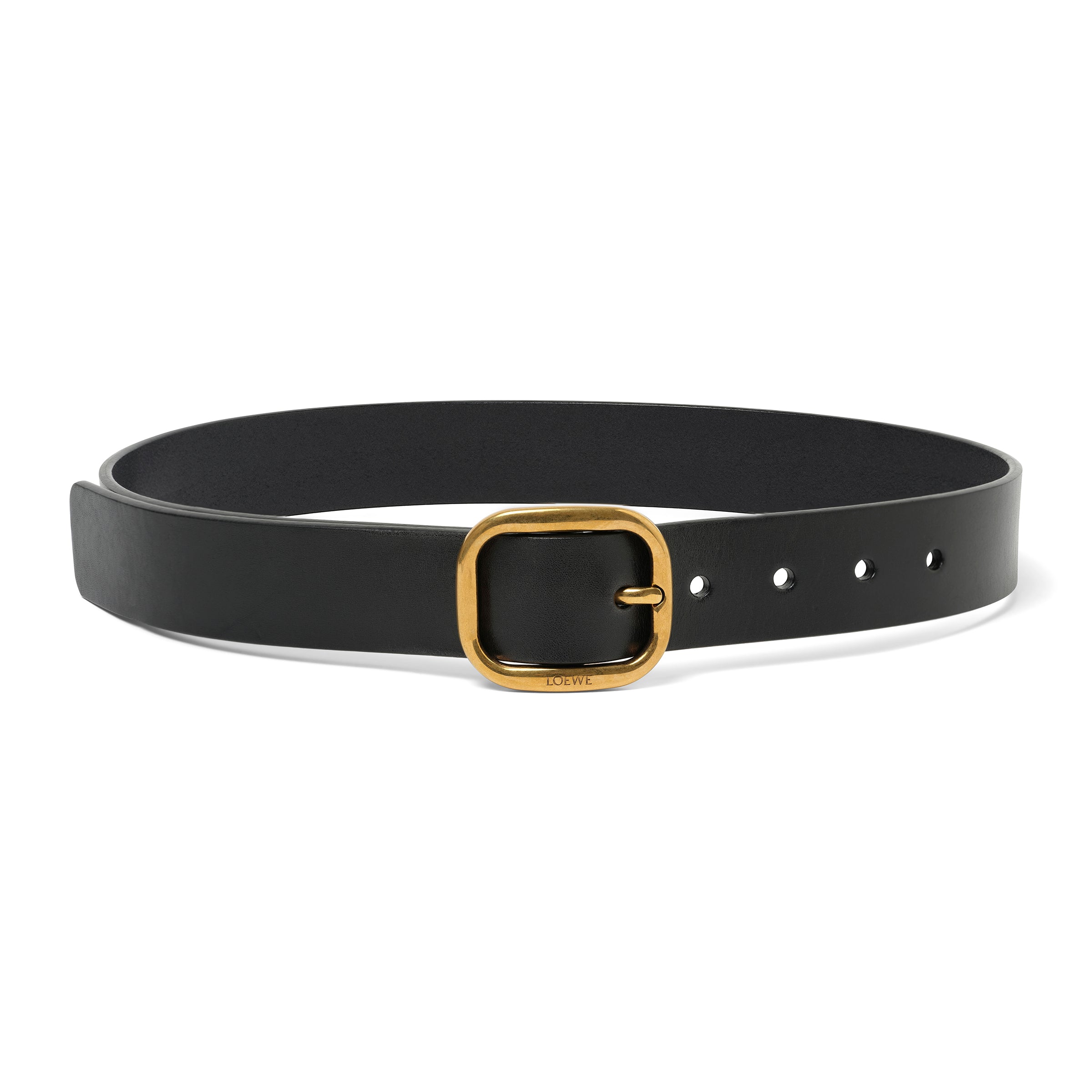 Rounded Soft 3.5 Cm Belt in Black/Gold