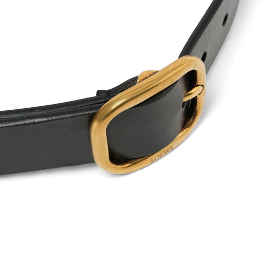 Rounded Soft 3.5 Cm Belt in Black/Gold