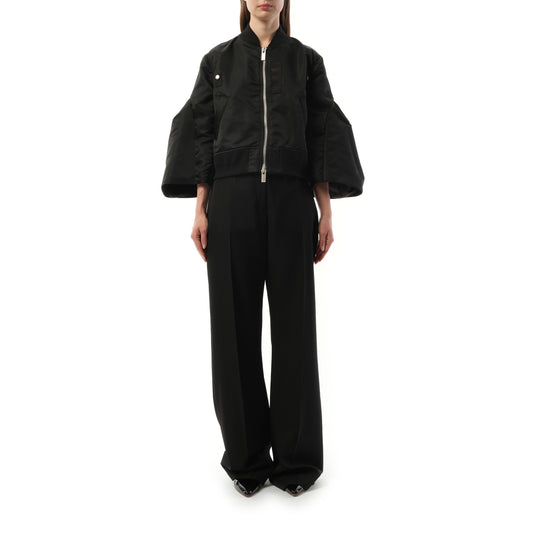 Nylon Twill Big Sleeve Blouson in Black