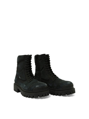 BALENCIAGA Combat Strike Canvas Boots in Black MARAIS