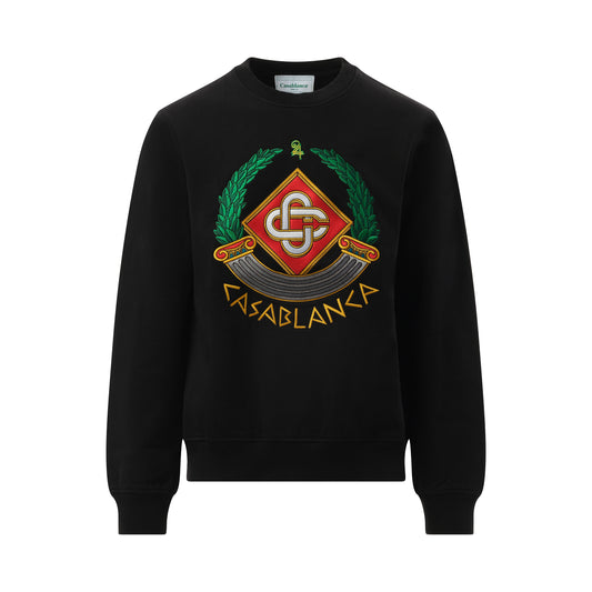 Casa Crest Embroidered Sweatshirt in Black