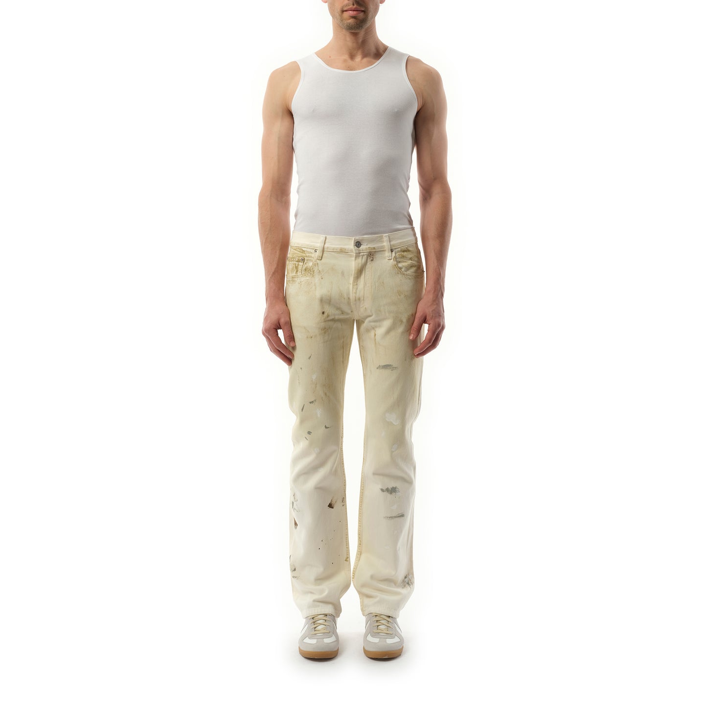 Low Rise Straight Pants in Ecru