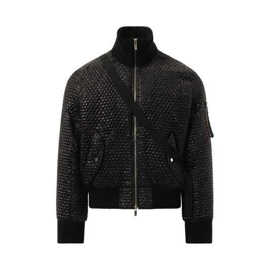 Seatbelt Bubble Bomber Jacket in Black