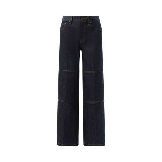 Women Zip Carpenter Jeans in Raw Indigo