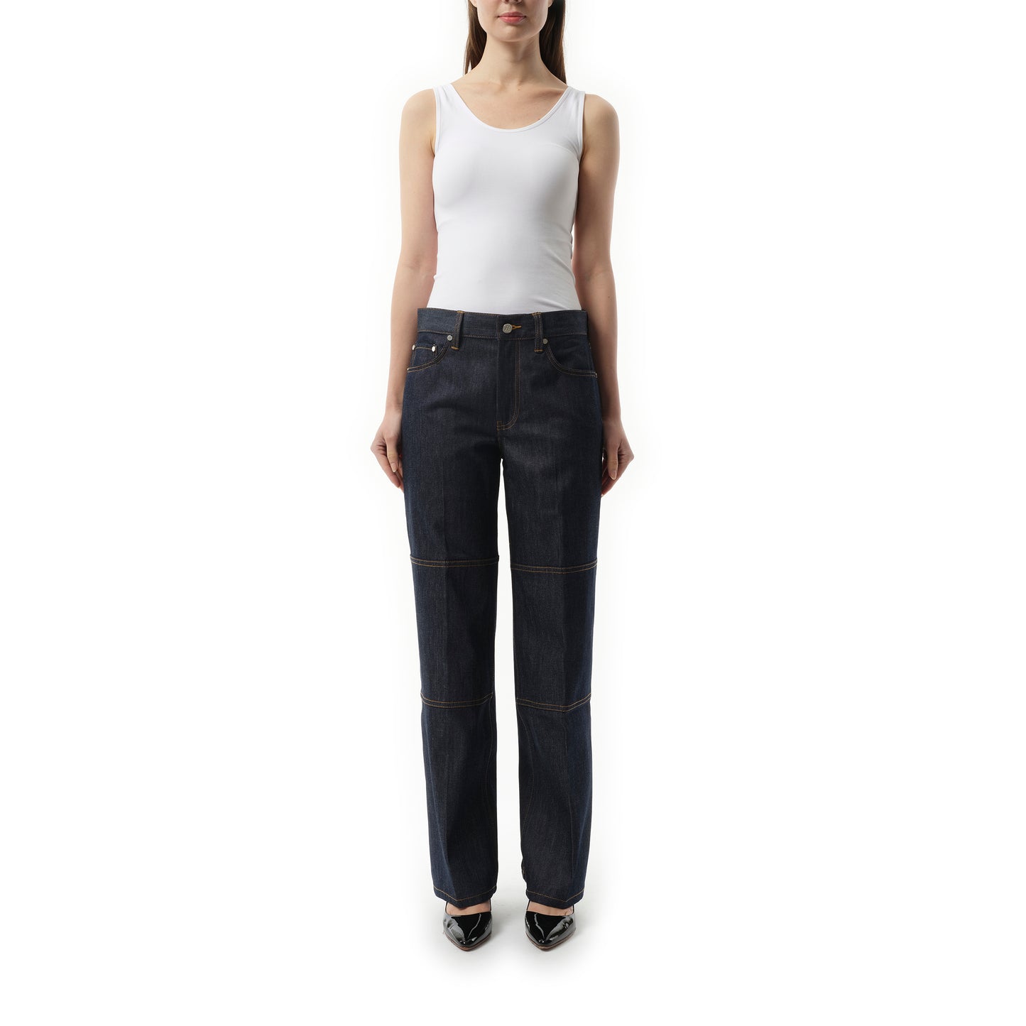 Women Zip Carpenter Jeans in Raw Indigo