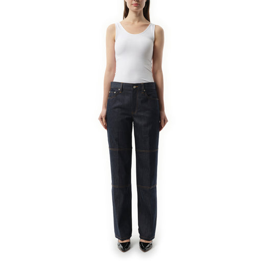 Women Zip Carpenter Jeans in Raw Indigo