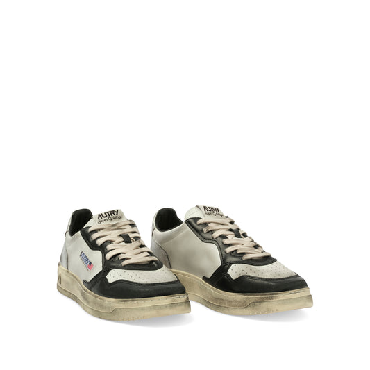 Sup Vint Low Sneakers in White/Black/Silver