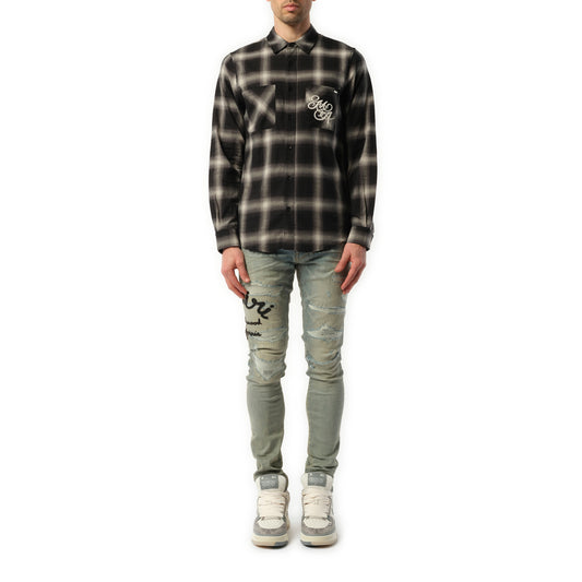 Amiri Swirl Flannel Shirt in Black