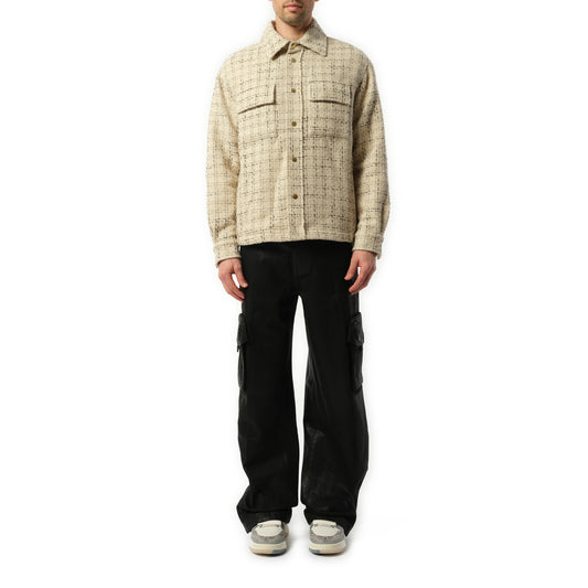 Fleck Tweed Padded Overshirt in Alabaster