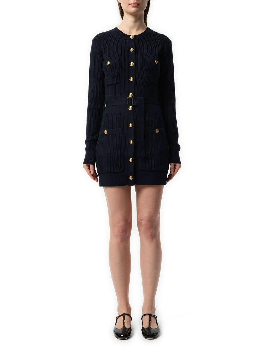 Long Fitted Cardigan in Navy