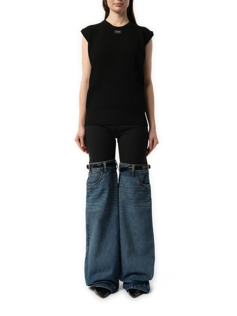 Knitted Sleeveless Top in Black