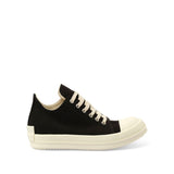 Denim Low Sneaks in Black/Milk Side View | RICK OWENS DRKSHDW
