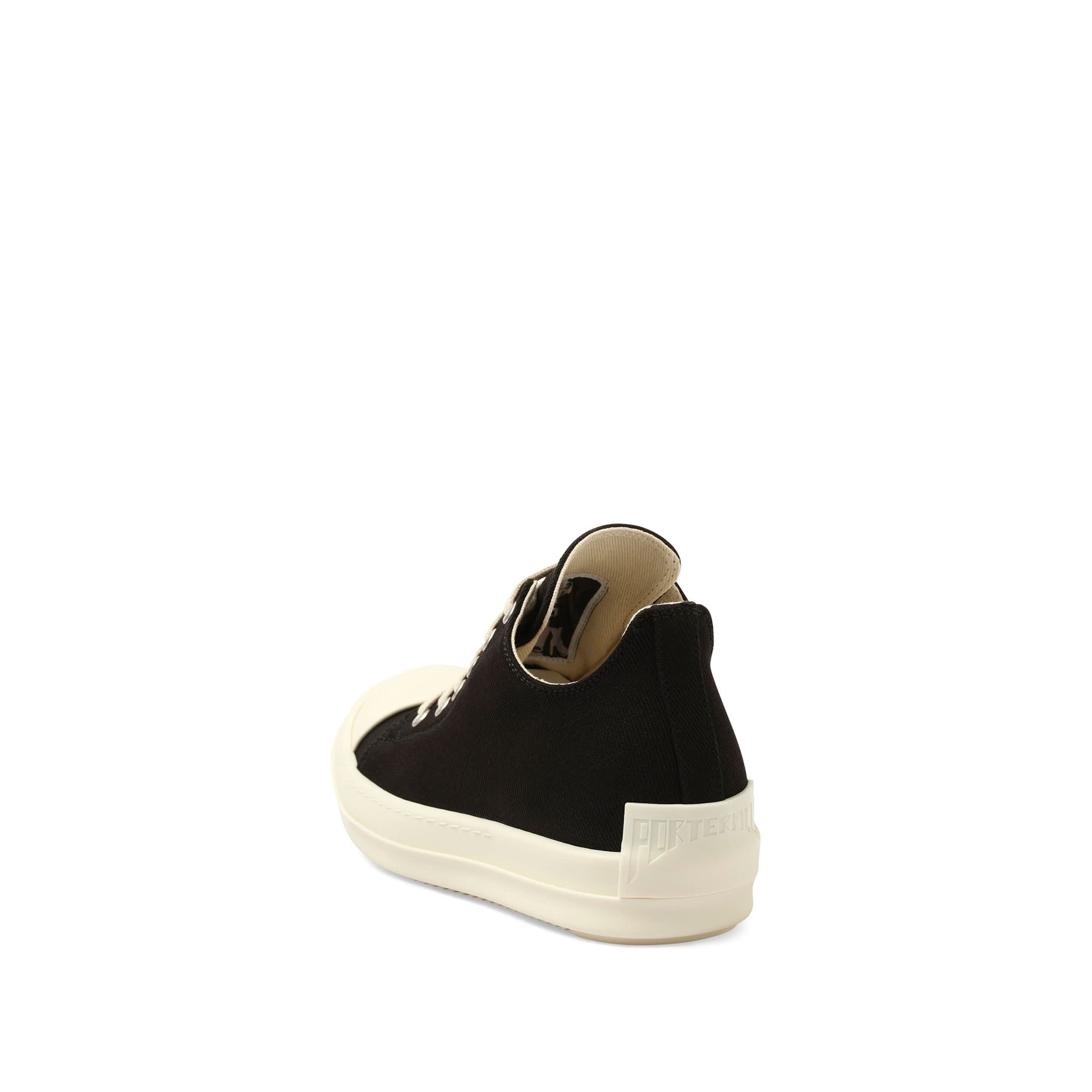 Denim Low Sneaks in Black/Milk Back View | RICK OWENS DRKSHDW