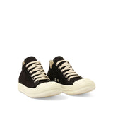 Denim Low Sneaks in Black/Milk Front View | RICK OWENS DRKSHDW