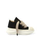 Jumbo Laced Abstract Low Sneaks in Black/Pearl Side View | RICK OWENS DRKSHDW