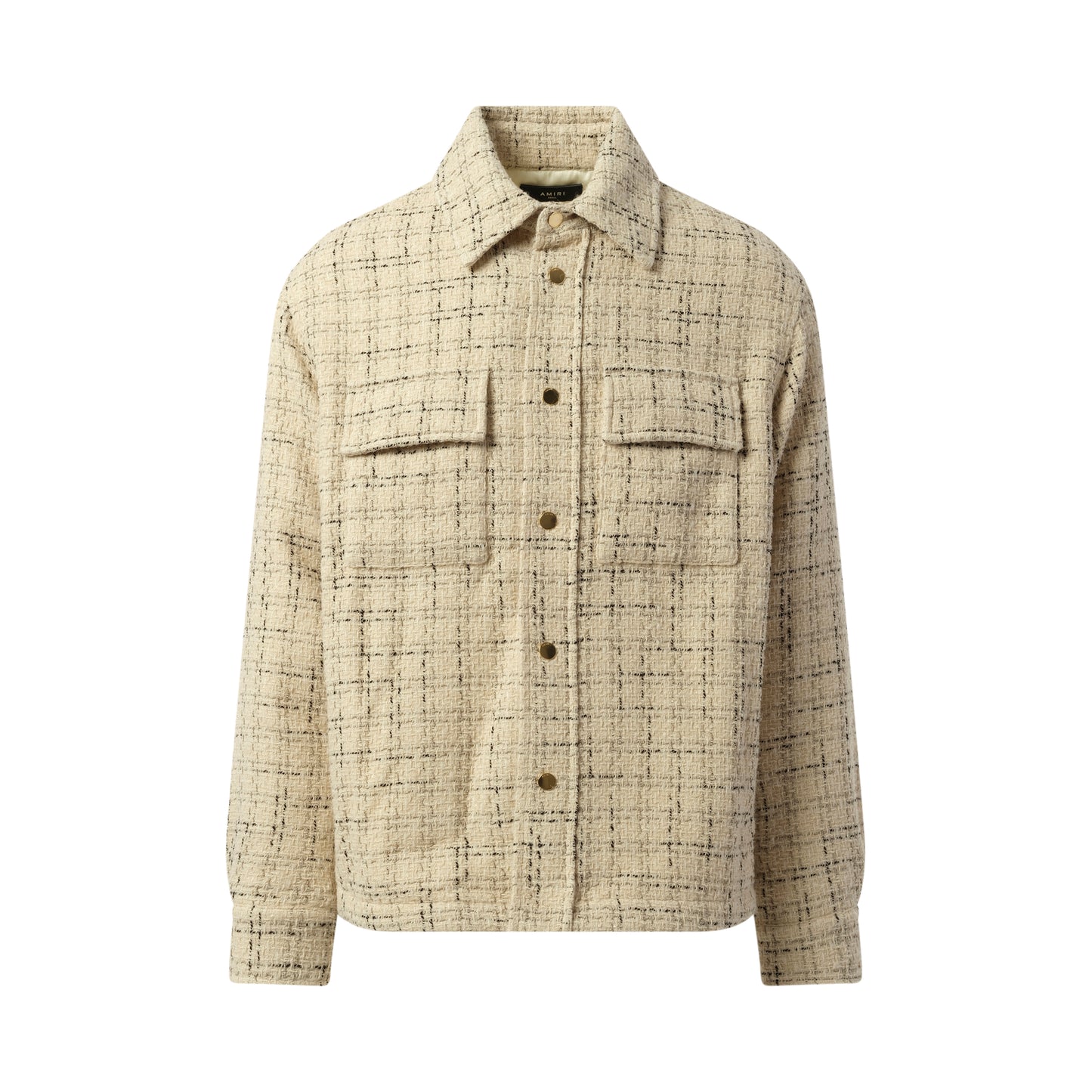 Fleck Tweed Padded Overshirt in Alabaster