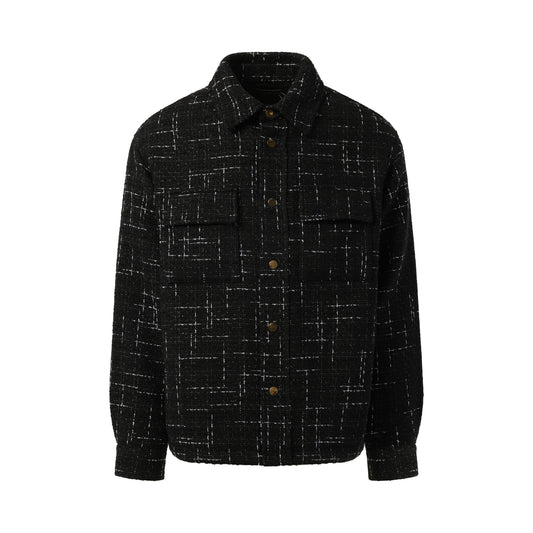 Fleck Tweed Padded Overshirt in Black