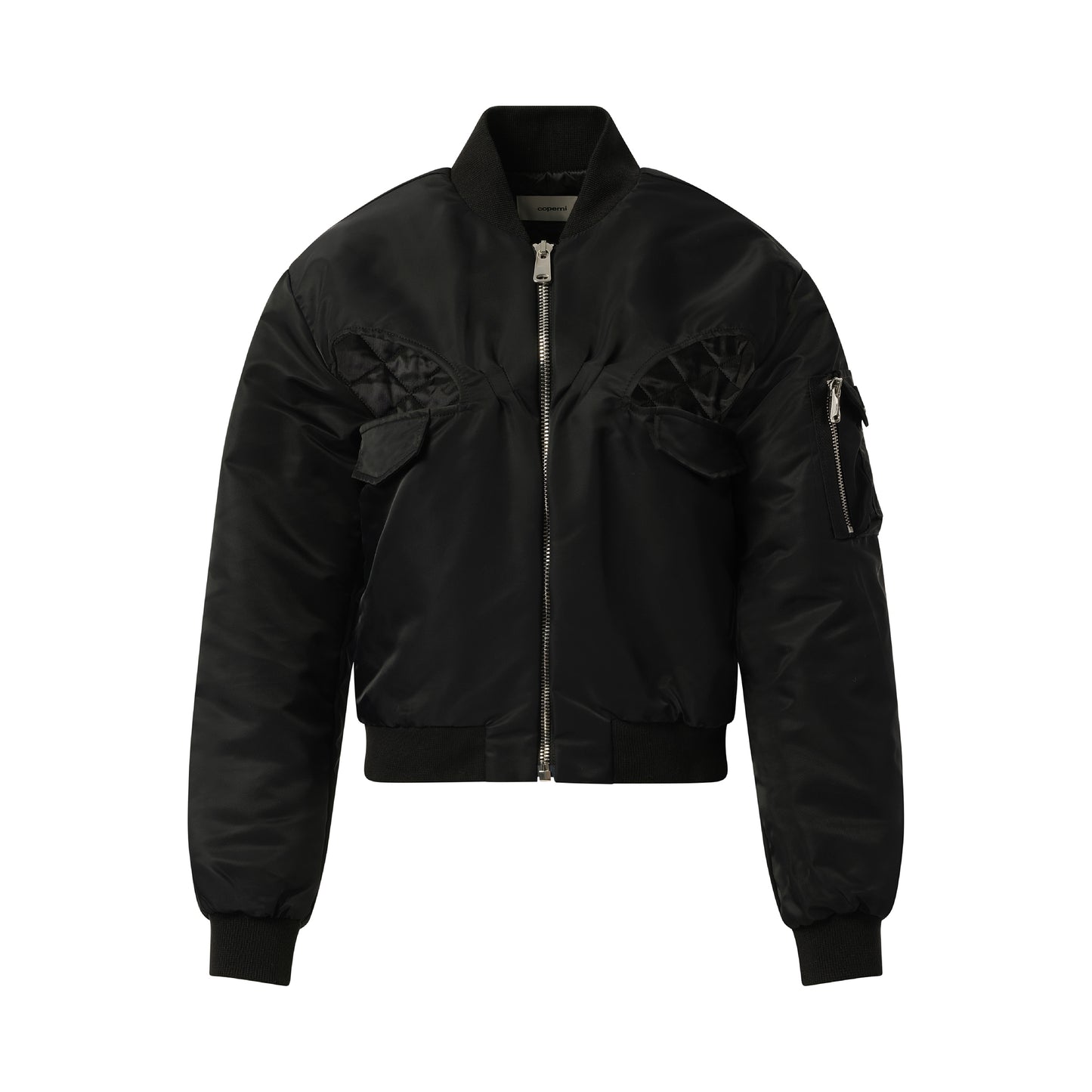 Cut-Out Bomber Jacket in Black