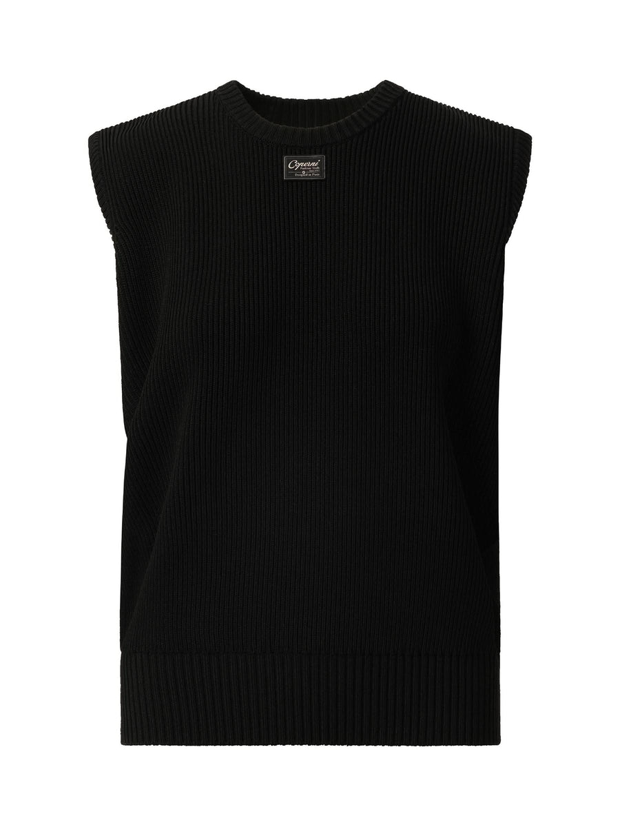 Knitted Sleeveless Top in Black
