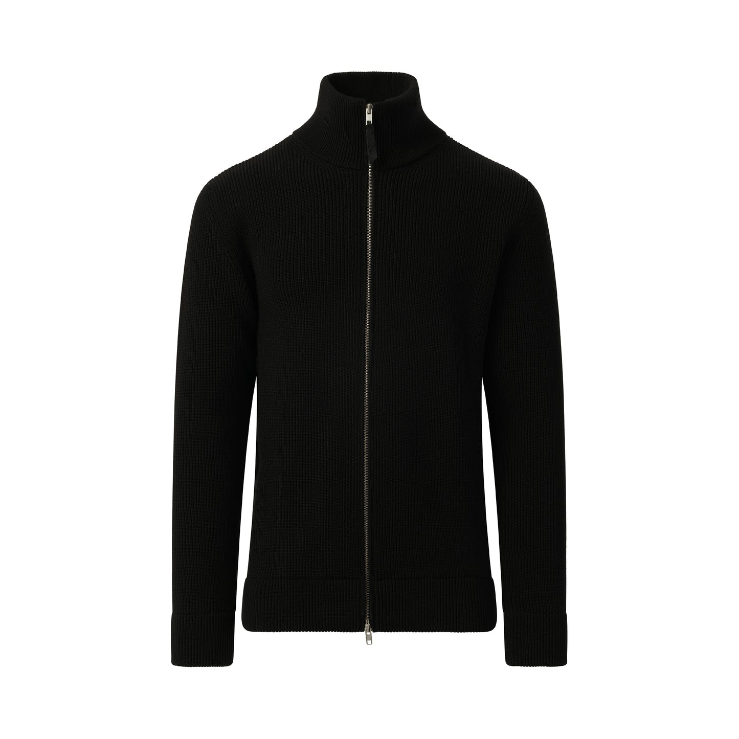 English Rib Zip Cardigan in Black