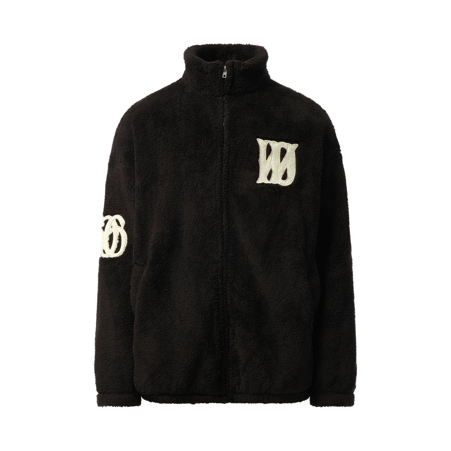 Boucle Letter Logo Fleece Zip-Up in Black