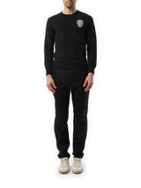 Embroidered Chain Skull Sweatshirt in Black