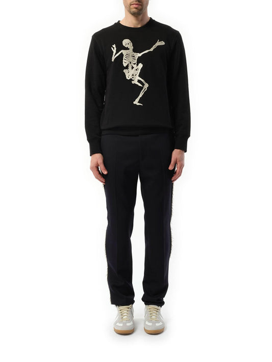 Skeleton Embroidered Sweatshirt in Black