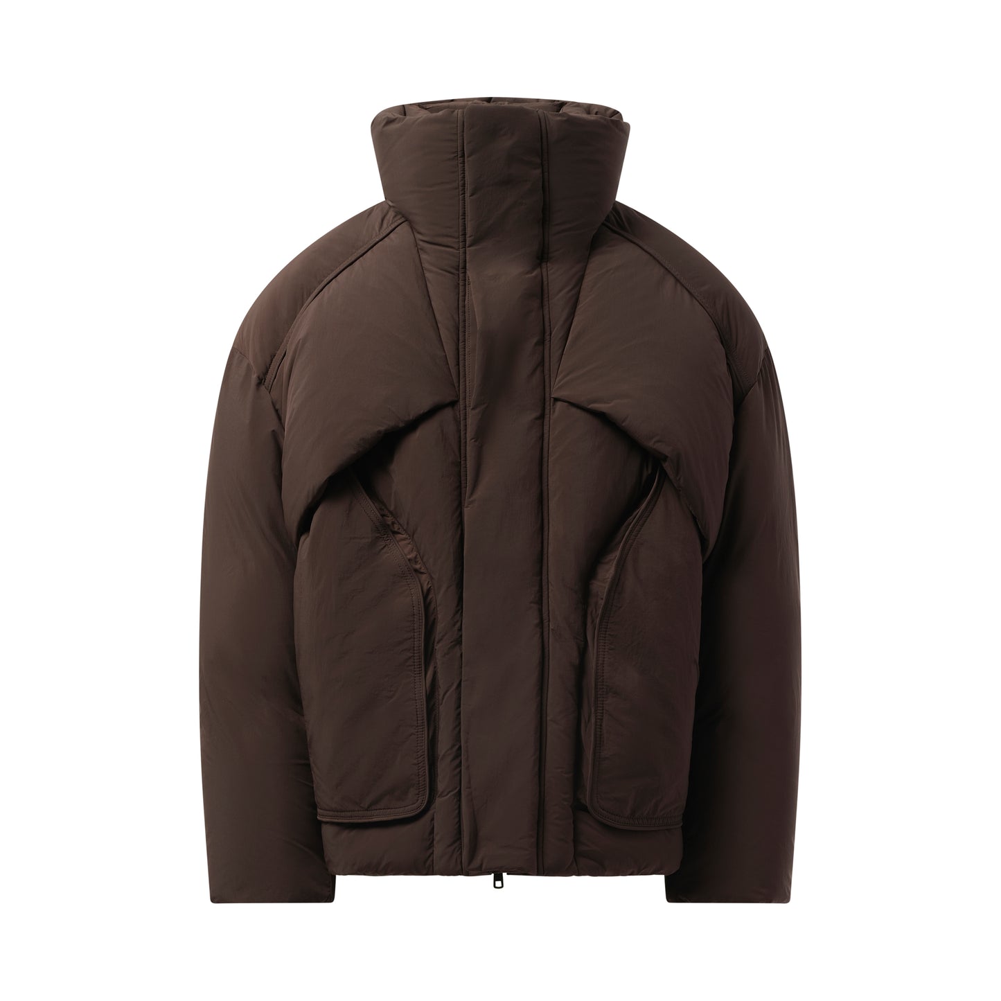 Multi Layered Goose Down Jacket in Brown