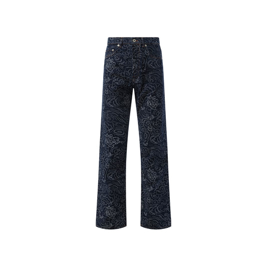 Asagao Tiger Straight Fit Jeans in Blue