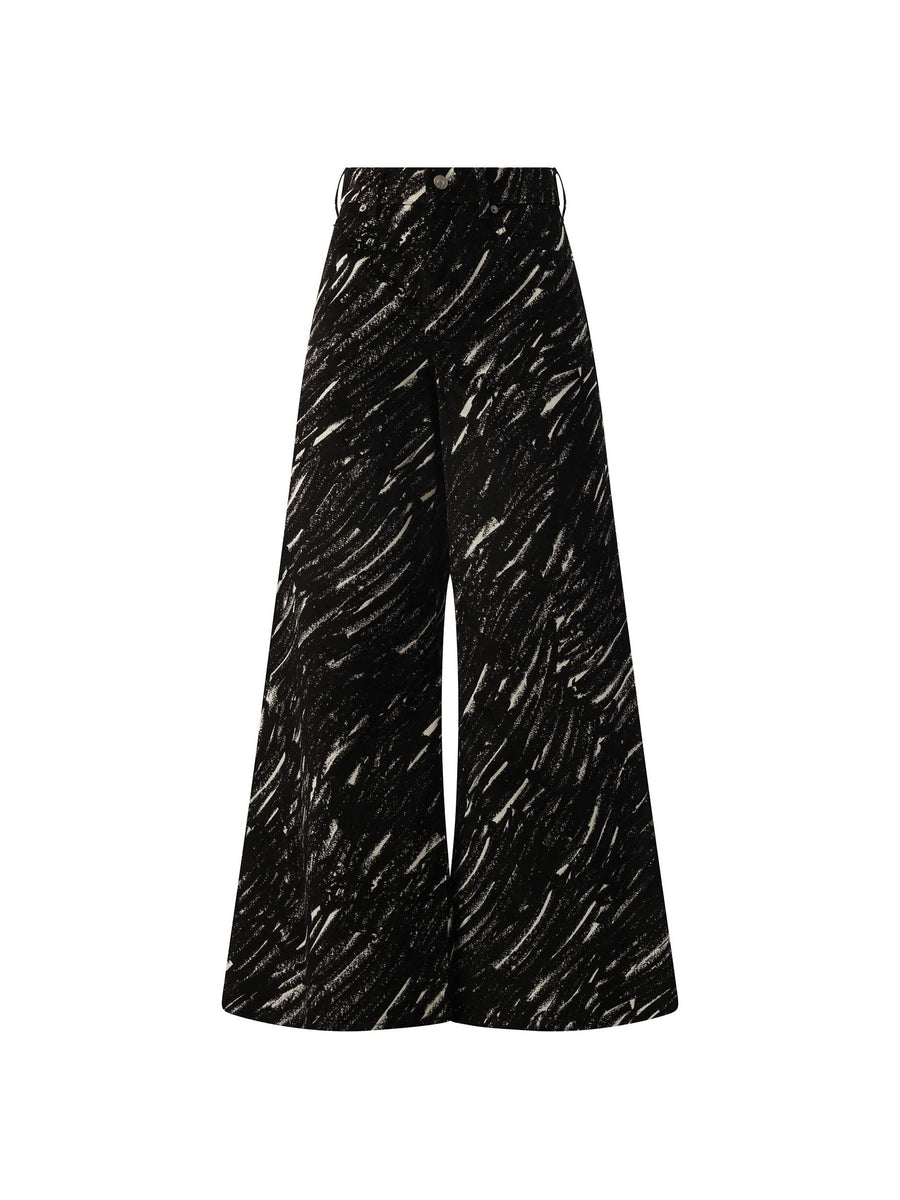 Crayon Flock Stretch Denim Pants in Black