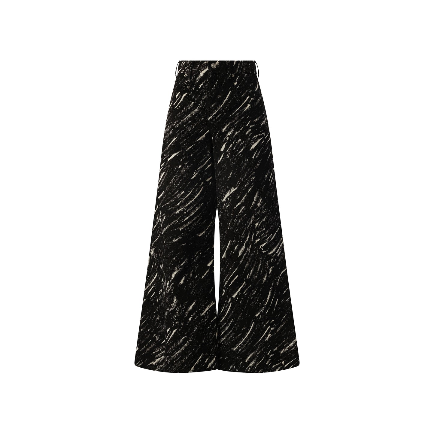 Crayon Flock Stretch Denim Pants in Black