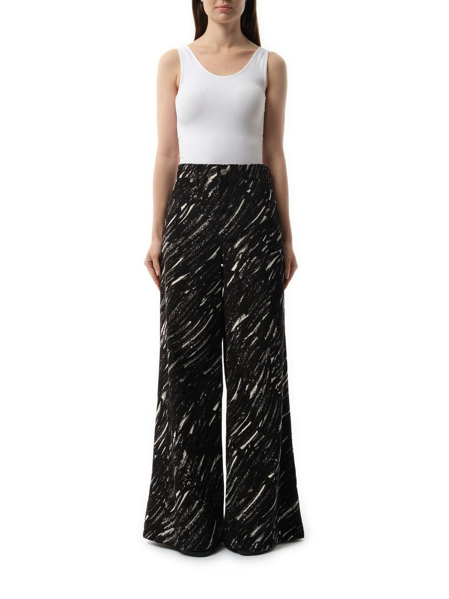 Crayon Flock Stretch Denim Pants in Black