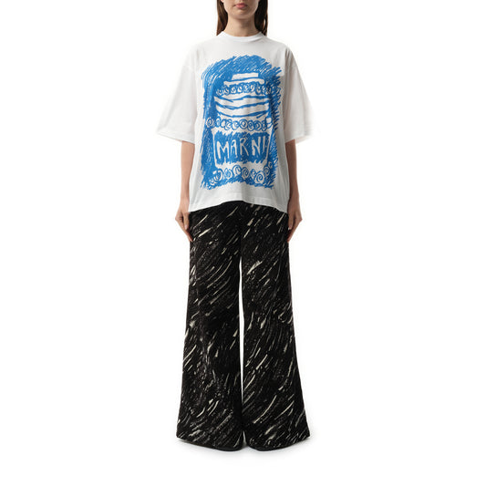 Blue Cake Print T-Shirt in Lily White