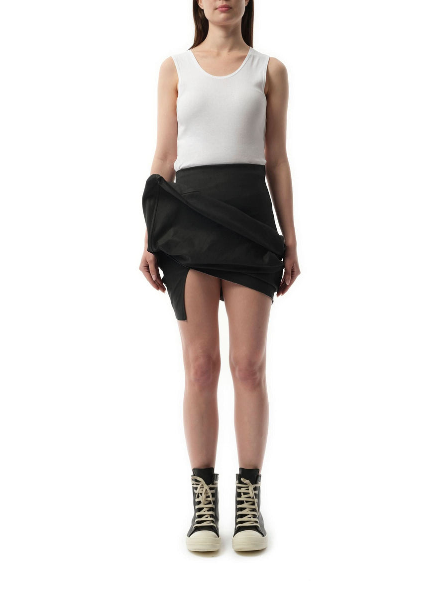 Denim Draped Mini Skirt in Black