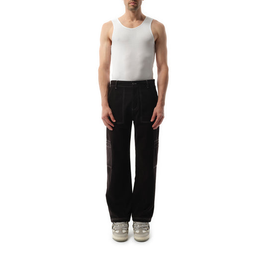 Contrast Stitch Pants in Jet Black