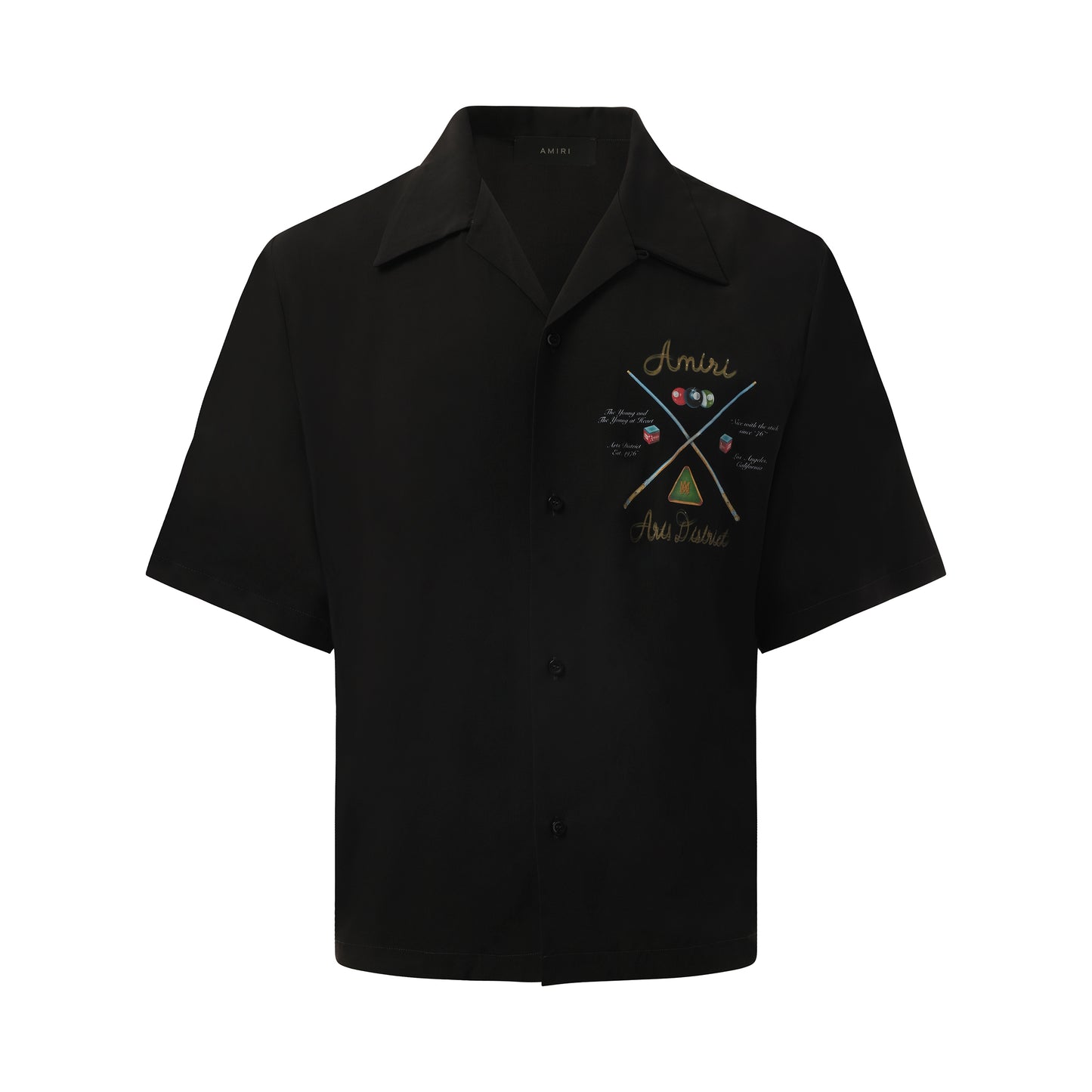 Amiri Pool Cue Bowling Shirt in Black