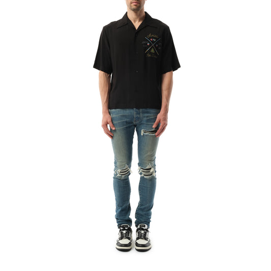 Amiri Pool Cue Bowling Shirt in Black