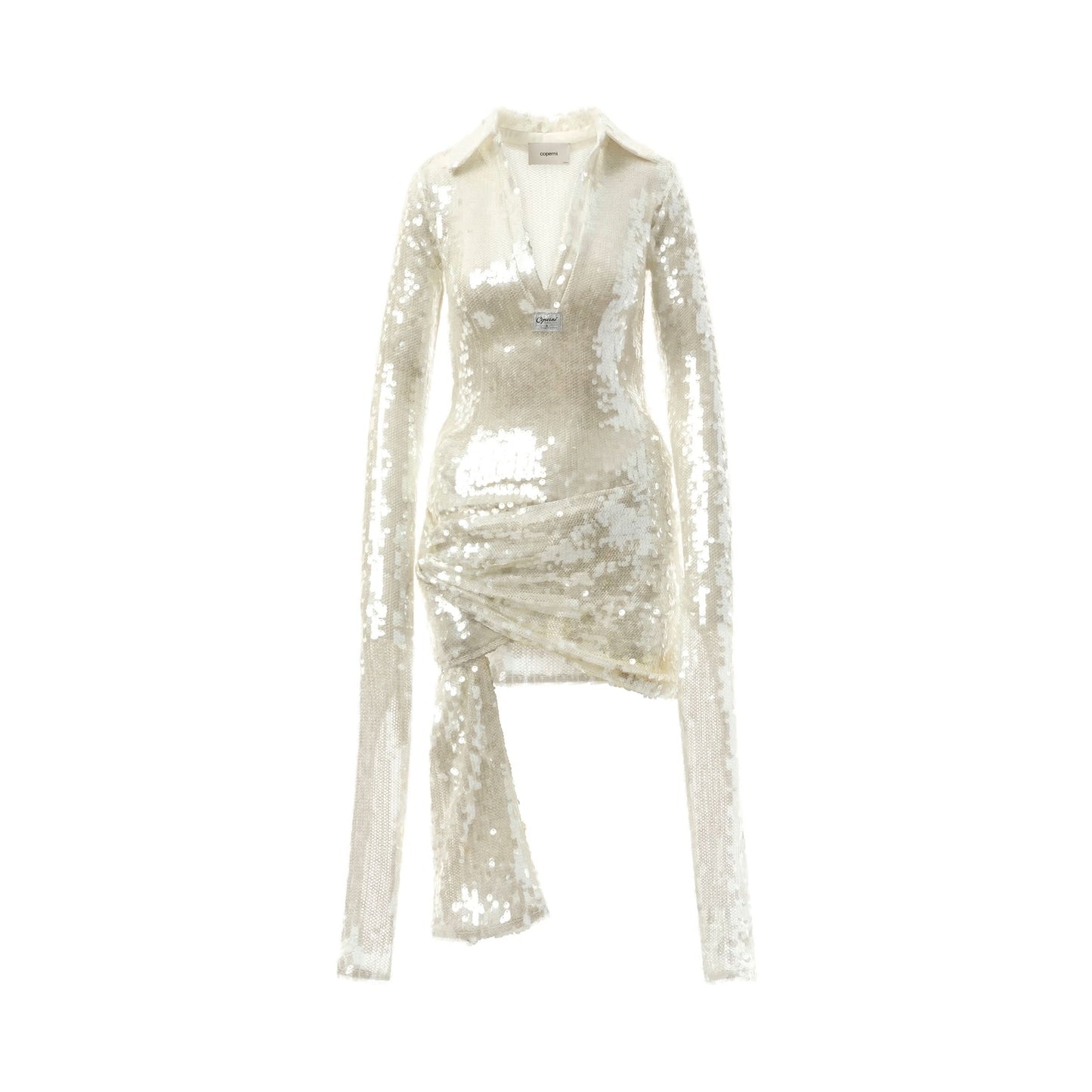 Knotted Sequins Dress in White